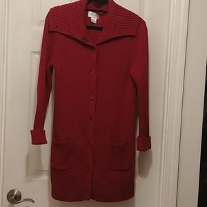 Ribbed knit knee length sweater